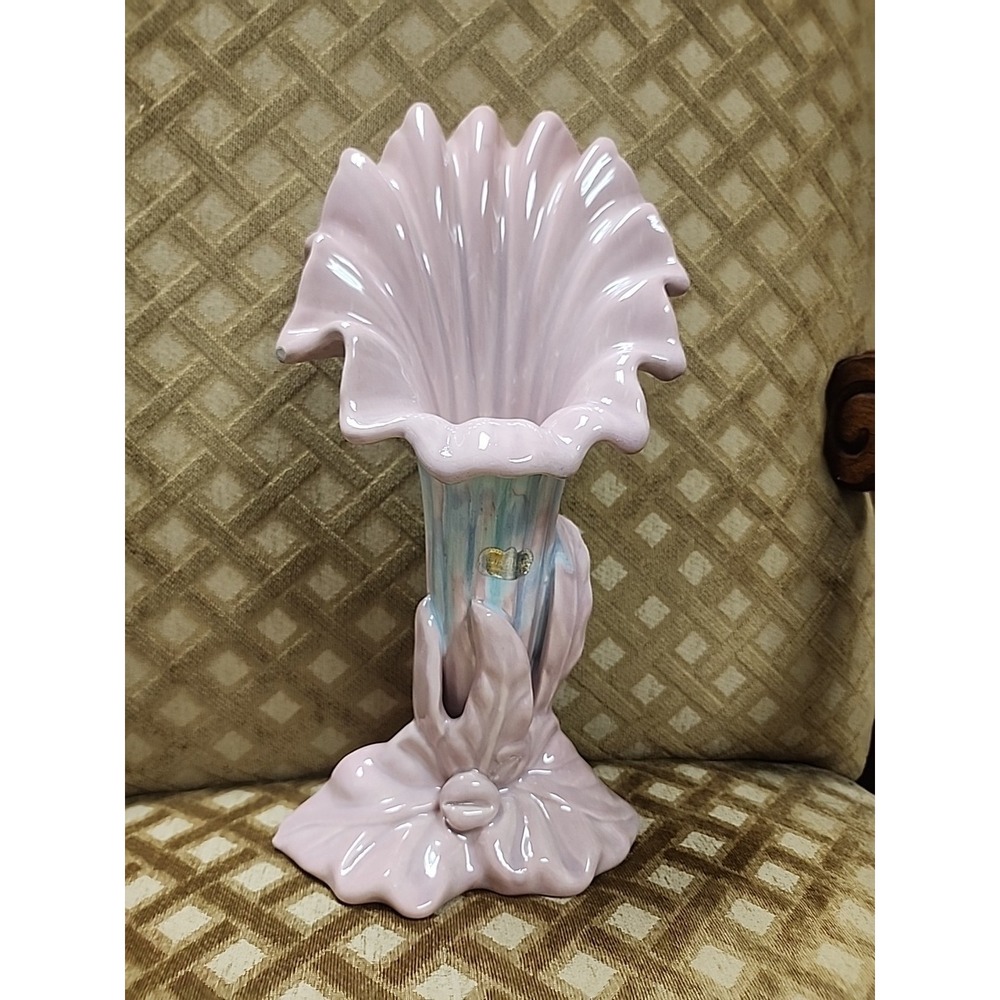 Vintage Royal Hickman Royal Haeger 14"×8"×8" Pink-Blue-Purple Trumpet Lily Vase‎